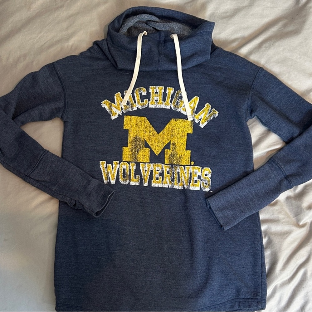 Michigan Wolverines Blue Turtle Neck Hoodie